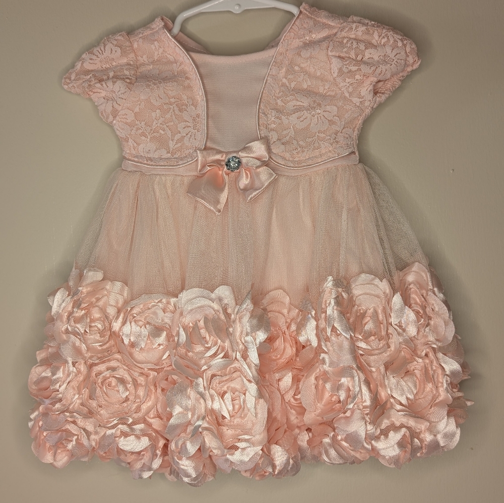 Nannette Pink Floral Lace Baby Dress